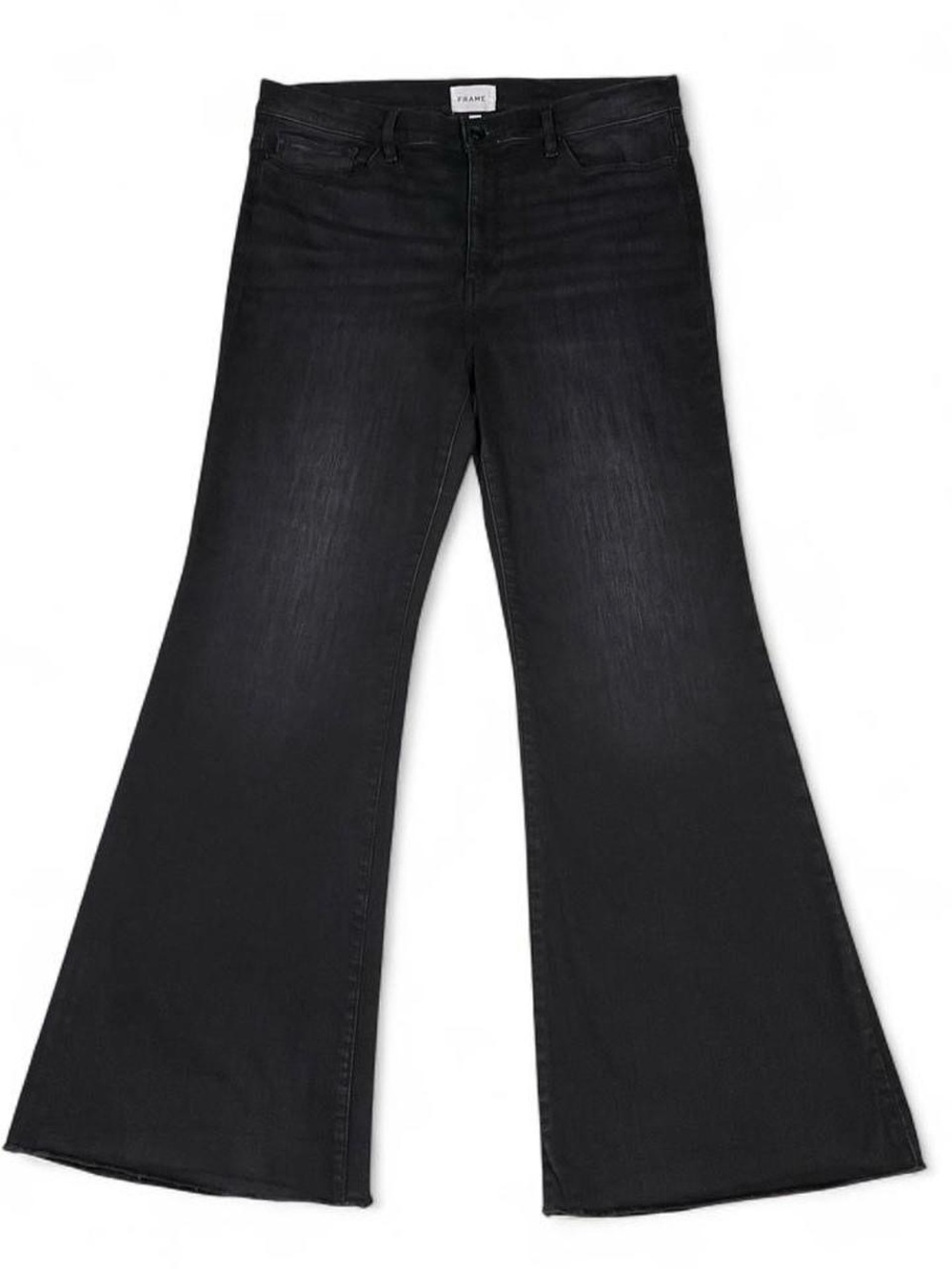 Frame Le Easy Flare Tilt High Rise Stretch Black Jeans Women’s Size 33 Raw Y2K